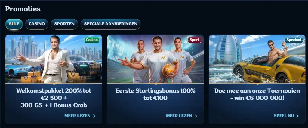 Bonussen en promoties bij Millioner