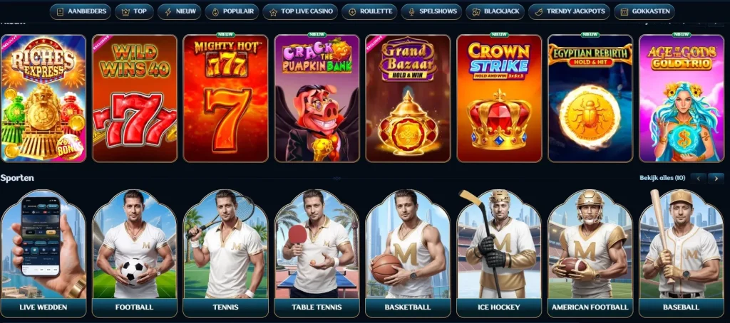 Spelaanbod bij Millioner Casino